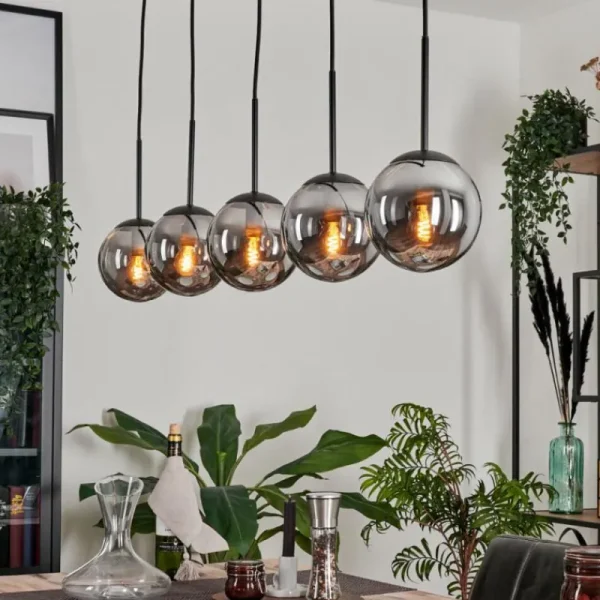 hofstein Suspension - Verre Gastor Fumé, 5 lumières* Lampes Modernes