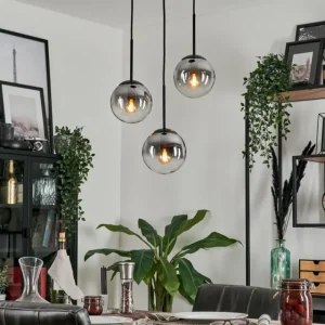 hofstein Suspension - Verre Gastor Clair, Fumé, 3 lumières* Lampes Modernes