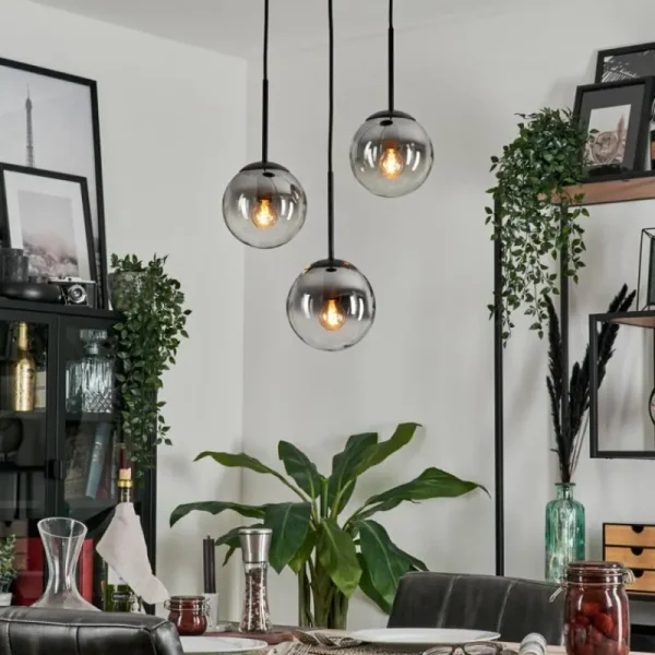 hofstein Suspension - Verre Gastor Clair, Fumé, 3 lumières* Lampes Modernes