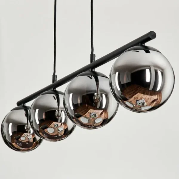 hofstein Suspension - Verre Gastor Chrome, Fumé, 4 lumières* Lampes Modernes
