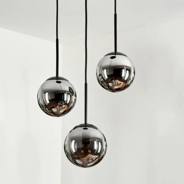 hofstein Suspension - Verre Gastor Chrome, Fumé, 3 lumières* Lampes Modernes