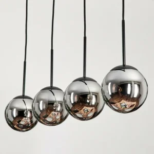 hofstein Suspension - Verre Gastor Chrome, Fumé, 4 lumières* Lampes Modernes