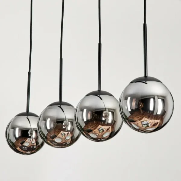 hofstein Suspension - Verre Gastor Chrome, Fumé, 4 lumières* Lampes Modernes