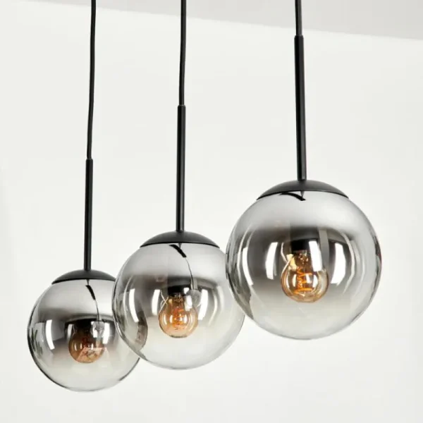 hofstein Suspension - Verre Gastor Chrome, Clair, Fumé, 3 lumières* Lampes Modernes