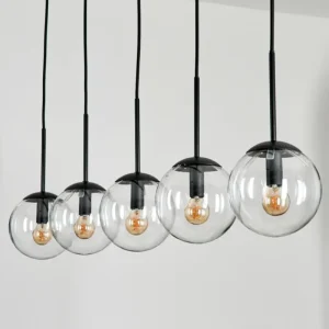 hofstein Suspension - Verre Gastor Clair, 5 lumières* Lampes En Verre