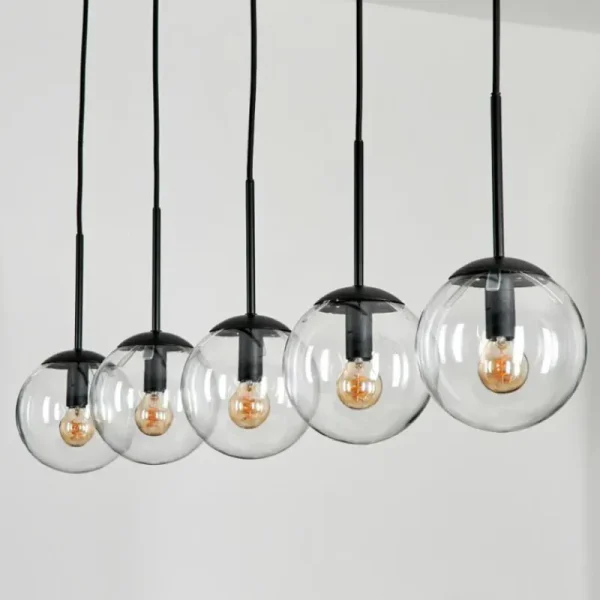hofstein Suspension - Verre Gastor Clair, 5 lumières* Lampes En Verre