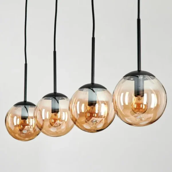 hofstein Suspension - Verre Gastor Ambre, 4 lumières* Lampes En Verre
