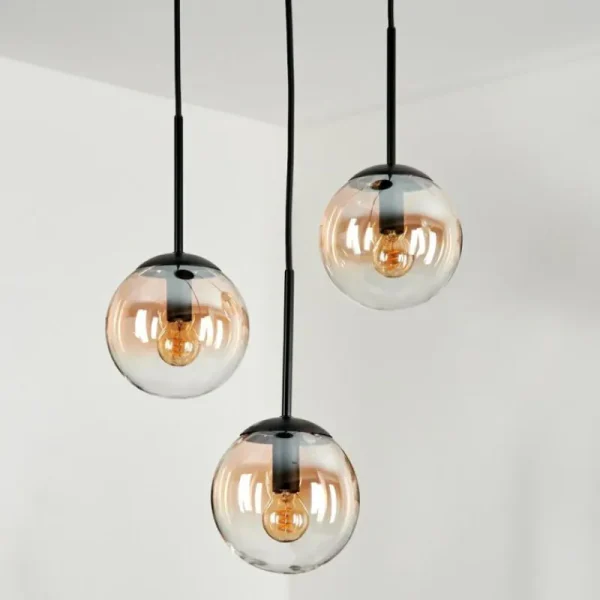 hofstein Suspension - Verre Gastor Ambre, Clair, 3 lumières* Lampes En Verre