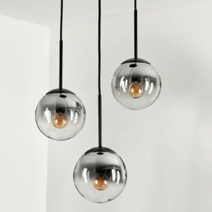 hofstein Suspension - Verre Gastor Clair, Fumé, 3 lumières* Lampes Modernes