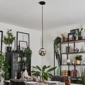 hofstein Suspension - Verre Gastor Chrome, Fumé, 1 lumière* Lampes Modernes