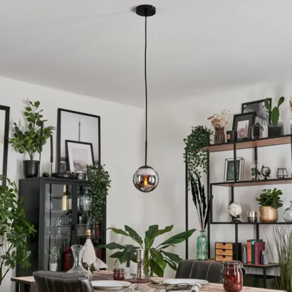 hofstein Suspension - Verre Gastor Chrome, Fumé, 1 lumière* Lampes Modernes