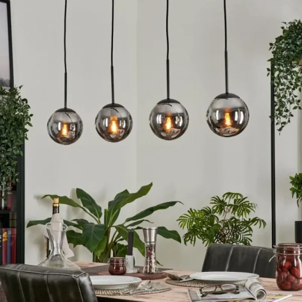 hofstein Suspension - Verre Gastor Fumé, 4 lumières* Lampes Modernes