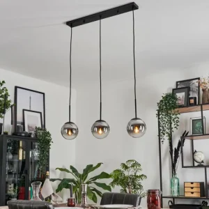 hofstein Suspension - Verre Gastor Chrome, Clair, Fumé, 3 lumières* Lampes Modernes