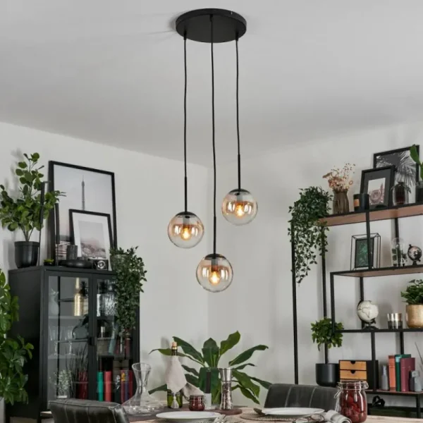 hofstein Suspension - Verre Gastor Ambre, Clair, 3 lumières* Lampes En Verre