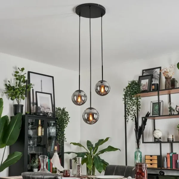hofstein Suspension - Verre Gastor Fumé, 3 lumières* Lampes Modernes