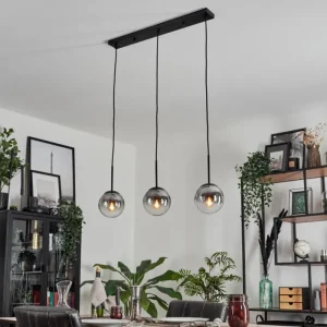 hofstein Suspension - Verre Gastor Clair, Fumé, 3 lumières* Lampes Modernes