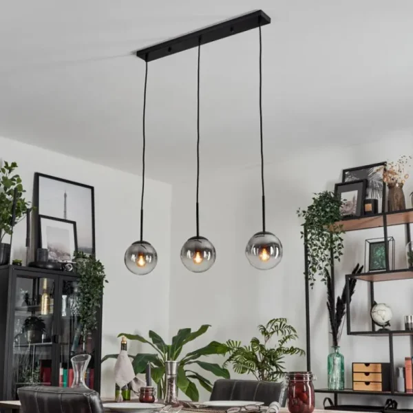 hofstein Suspension - Verre Gastor Clair, Fumé, 3 lumières* Lampes Modernes