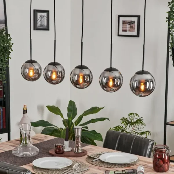 hofstein Suspension - Verre Gastor Fumé, 5 lumières* Lampes Modernes