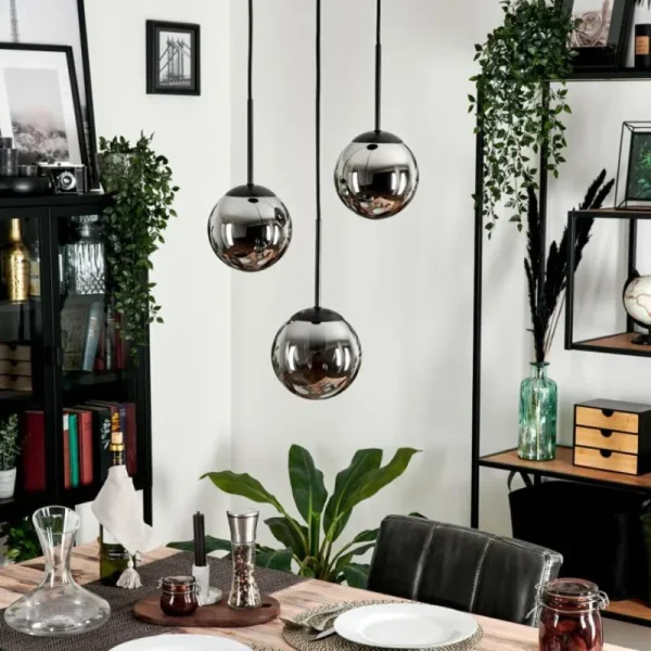 hofstein Suspension - Verre Gastor Chrome, Fumé, 3 lumières* Lampes Modernes