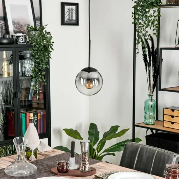 hofstein Suspension - Verre Gastor Clair, Fumé, 1 lumière* Lampes Modernes