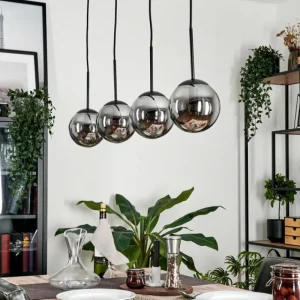 hofstein Suspension - Verre Gastor Fumé, 4 lumières* Lampes Modernes