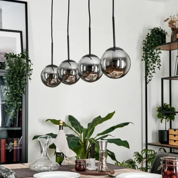 hofstein Suspension - Verre Gastor Fumé, 4 lumières* Lampes Modernes