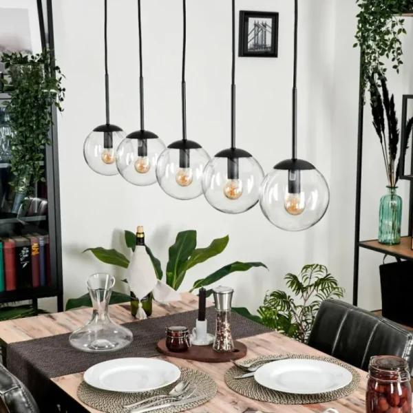 hofstein Suspension - Verre Gastor Clair, 5 lumières* Lampes En Verre