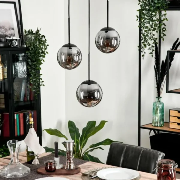 hofstein Suspension - Verre Gastor Fumé, 3 lumières* Lampes Modernes