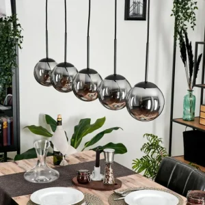 hofstein Suspension - Verre Gastor Fumé, 5 lumières* Lampes Modernes