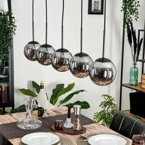 hofstein Suspension - Verre Gastor Fumé, 5 lumières* Lampes Modernes