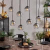 hofstein Suspension - Verre Koyoto Chrome, Clair, Fumé, 8 lumières* Lampes Modernes