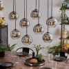 hofstein Suspension - Verre Koyoto Chrome, Clair, Fumé, 8 lumières* Lampes Modernes