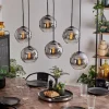 hofstein Suspension - Verre Koyoto Chrome, Clair, Fumé, 6 lumières* Lampes Modernes