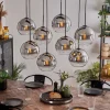 hofstein Suspension - Verre Koyoto Chrome, Clair, Fumé, 8 lumières* Lampes Modernes