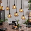 hofstein Suspension - Verre Koyoto Ambre, 6 lumières* Lampes En Verre