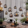 hofstein Suspension - Verre Koyoto Chrome, Fumé, 8 lumières* Lampes Modernes