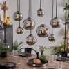 hofstein Suspension - Verre Koyoto Chrome, Fumé, 8 lumières* Lampes Modernes