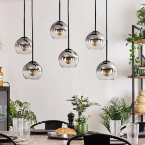 hofstein Suspension - Verre Koyoto Clair, Fumé, 6 lumières* Lampes Modernes