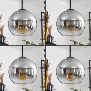 hofstein Suspension - Verre Koyoto Clair, Fumé, 8 lumières* Lampes Modernes