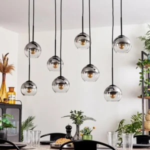 hofstein Suspension - Verre Koyoto Clair, Fumé, 8 lumières* Lampes Modernes