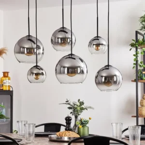 hofstein Suspension - Verre Koyoto Clair, Fumé, 6 lumières* Lampes Modernes