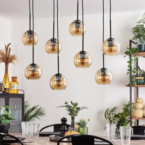 hofstein Suspension - Verre Koyoto Ambre, 8 lumières* Lampes En Verre