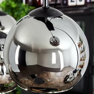 hofstein Suspension - Verre Koyoto Chrome, Fumé, 6 lumières* Lampes Modernes
