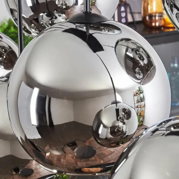 hofstein Suspension - Verre Koyoto Chrome, Fumé, 8 lumières* Lampes Modernes