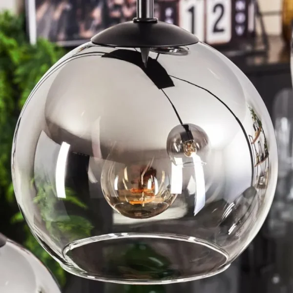 hofstein Suspension - Verre Koyoto Chrome, Clair, Fumé, 8 lumières* Lampes Modernes