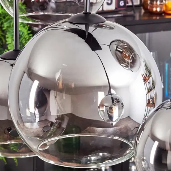 hofstein Suspension - Verre Koyoto Chrome, Clair, Fumé, 8 lumières* Lampes Modernes