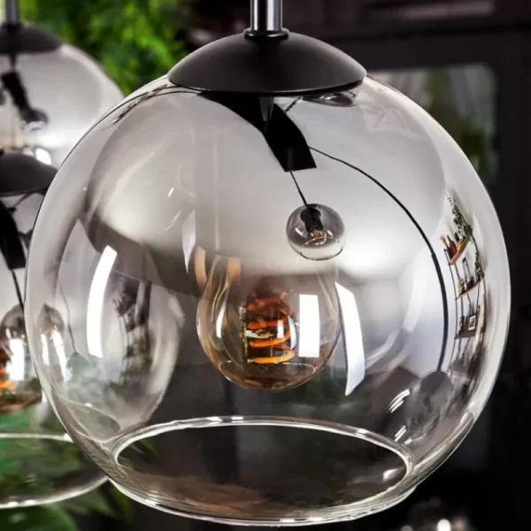 hofstein Suspension - Verre Koyoto Clair, Fumé, 8 lumières* Lampes Modernes