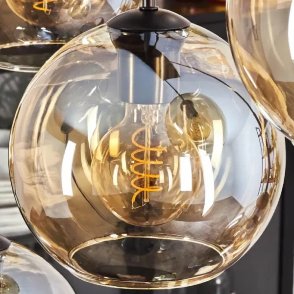 hofstein Suspension - Verre Koyoto Ambre, 6 lumières* Lampes En Verre