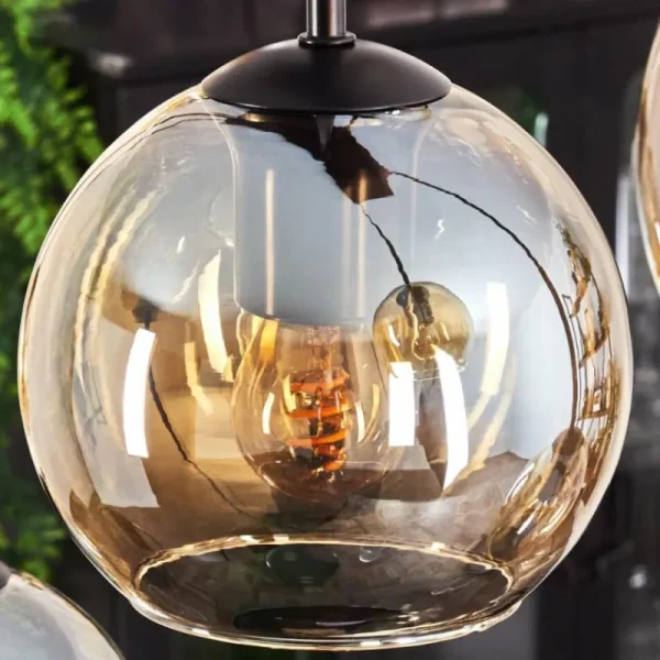 hofstein Suspension - Verre Koyoto Ambre, 8 lumières* Lampes En Verre