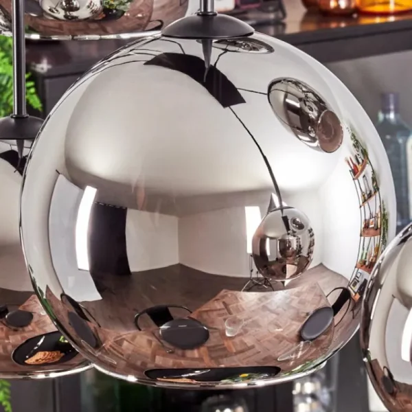hofstein Suspension - Verre Koyoto Chrome, Fumé, 8 lumières* Lampes Modernes
